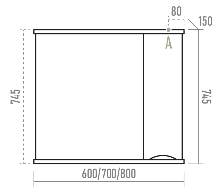 Зеркало-шкаф Misty Атлантик 80 левое серое матовое П-Атл-4080-050Л - 2