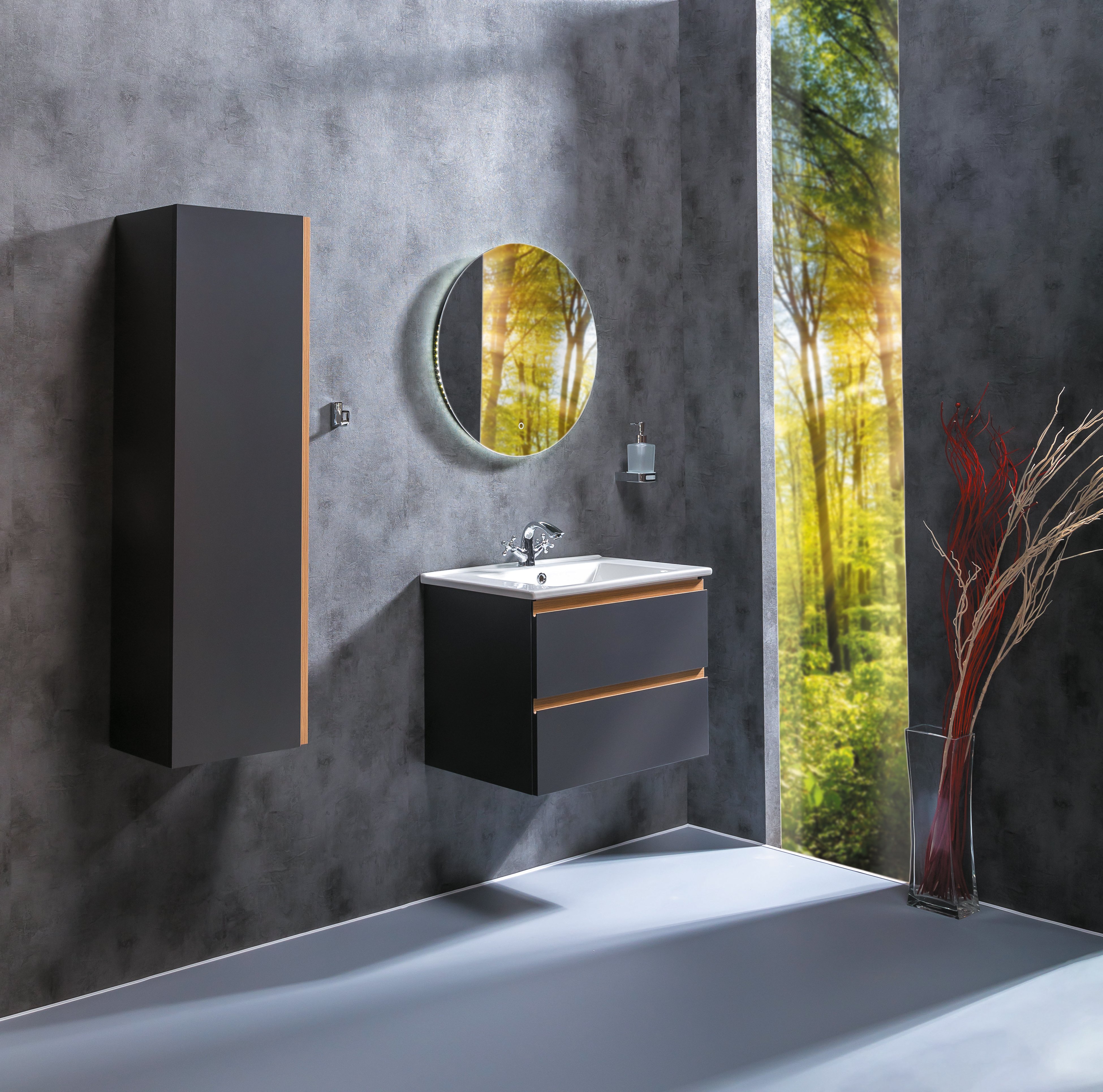 Тумба под раковину Armadi Art Capolda 65 черный - светлое дерево  849-065-A - 2