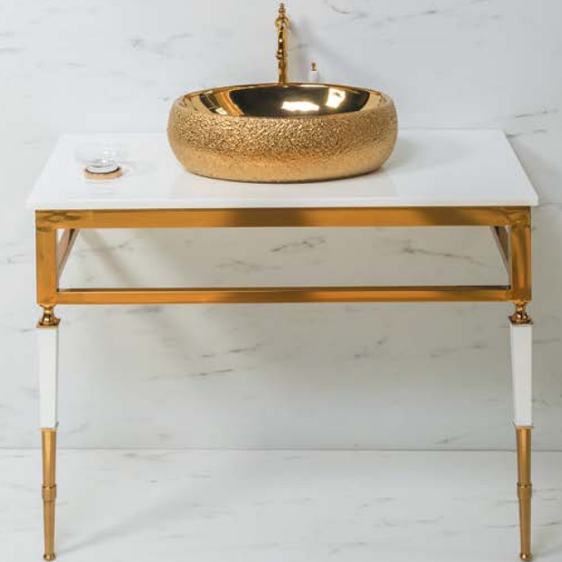 Консоль под раковину Armadi Art Vogue 100 золото - белый 890-G - 0