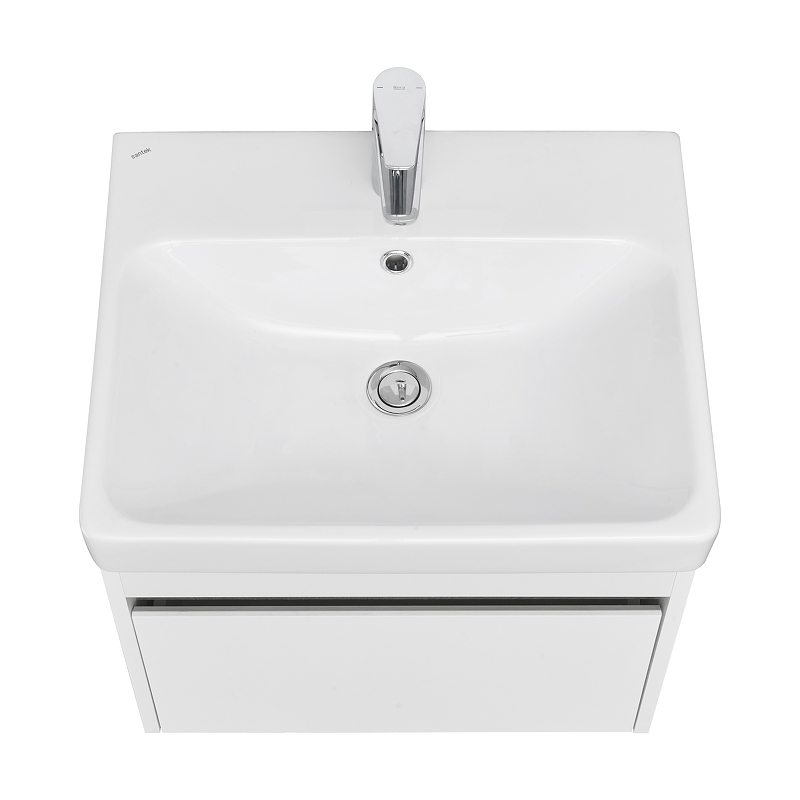 Тумба с раковиной Aquaton Марти 55 белый-светлое дерево  1A2632K0MY010 - 1