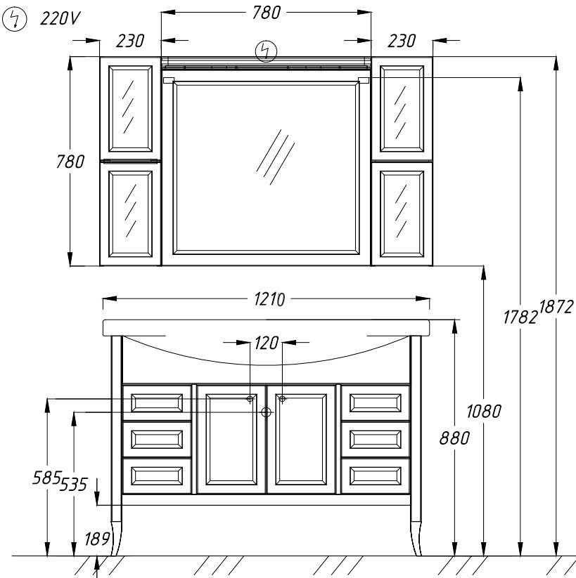 Мебель для ванной Opadiris Мираж 120 светлый орех - 11