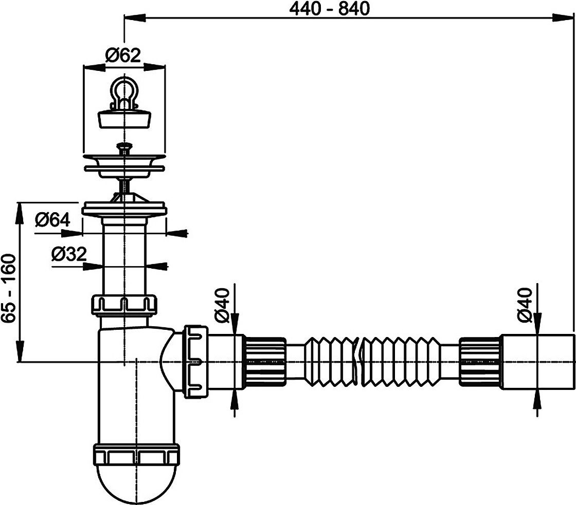 Сифон для раковины AlcaPlast A41 Flexi A41+A71 - 4