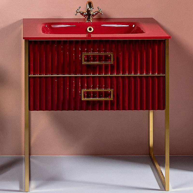Тумба под раковину моноблок Boheme Armadi Art Monaco 80 бордо глянец - золото 866-080-RG - 0