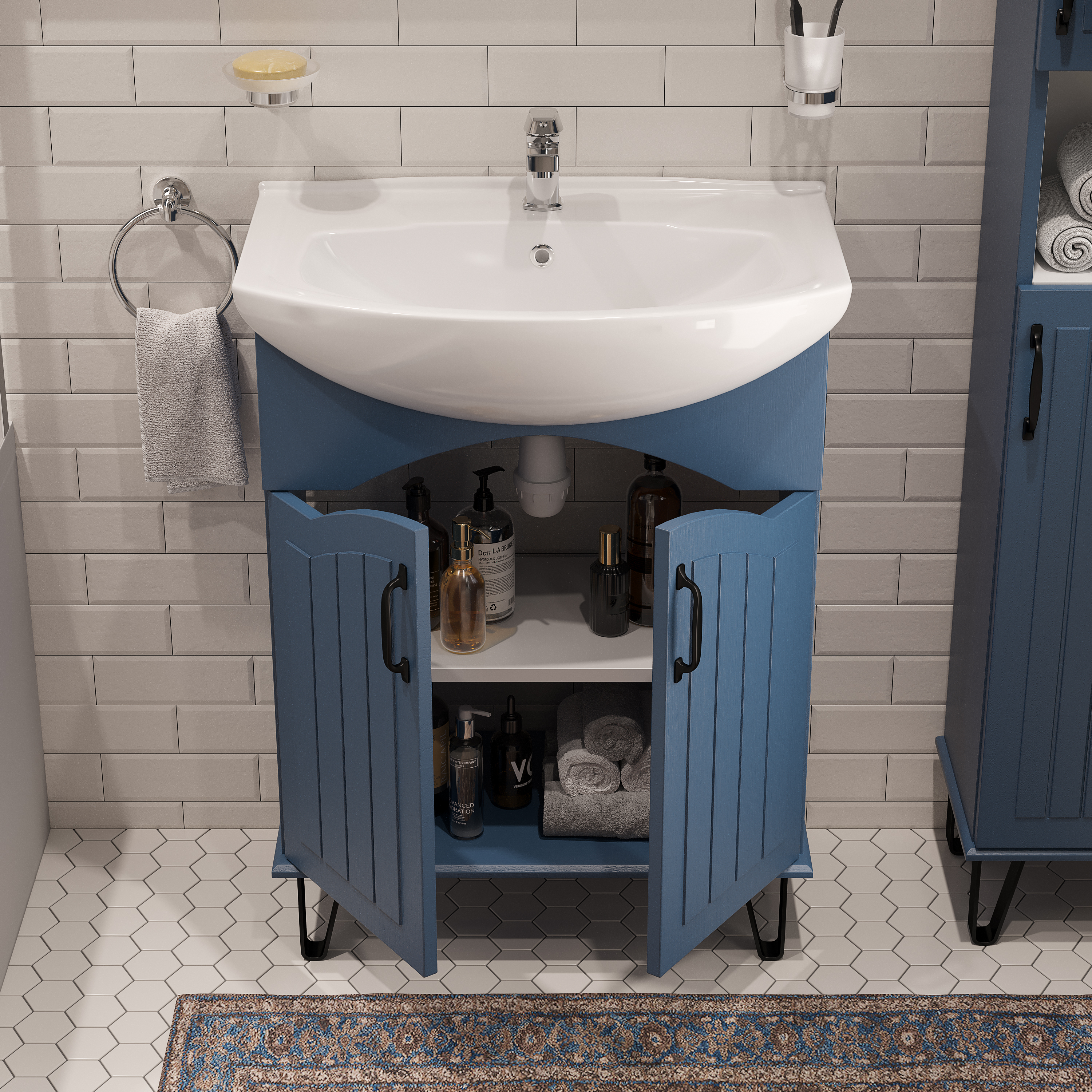 Тумба с раковиной DIWO Сочи 65 синяя 564061 - 1