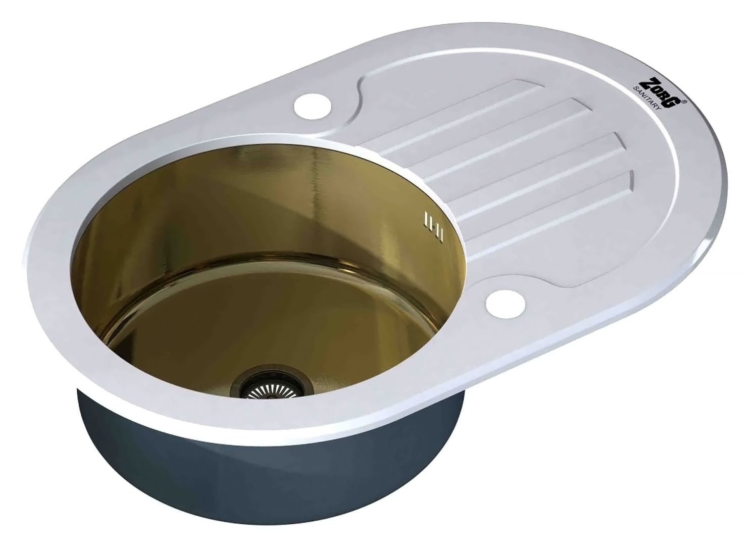 Мойка кухонная Zorg Inox Glass GL-7851-OV-WHITE-BRONZE белое стекло - 0