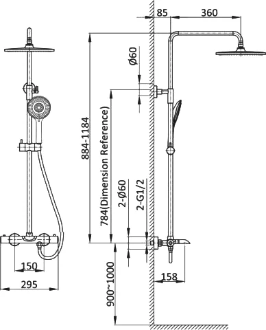Душевая стойка Vincea Esse хром VSFS-1E1TCH - 2