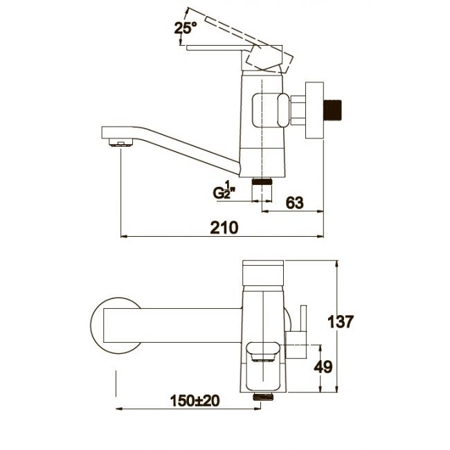 Смеситель для ванны с душем KAISER Sonat  34522 - 1