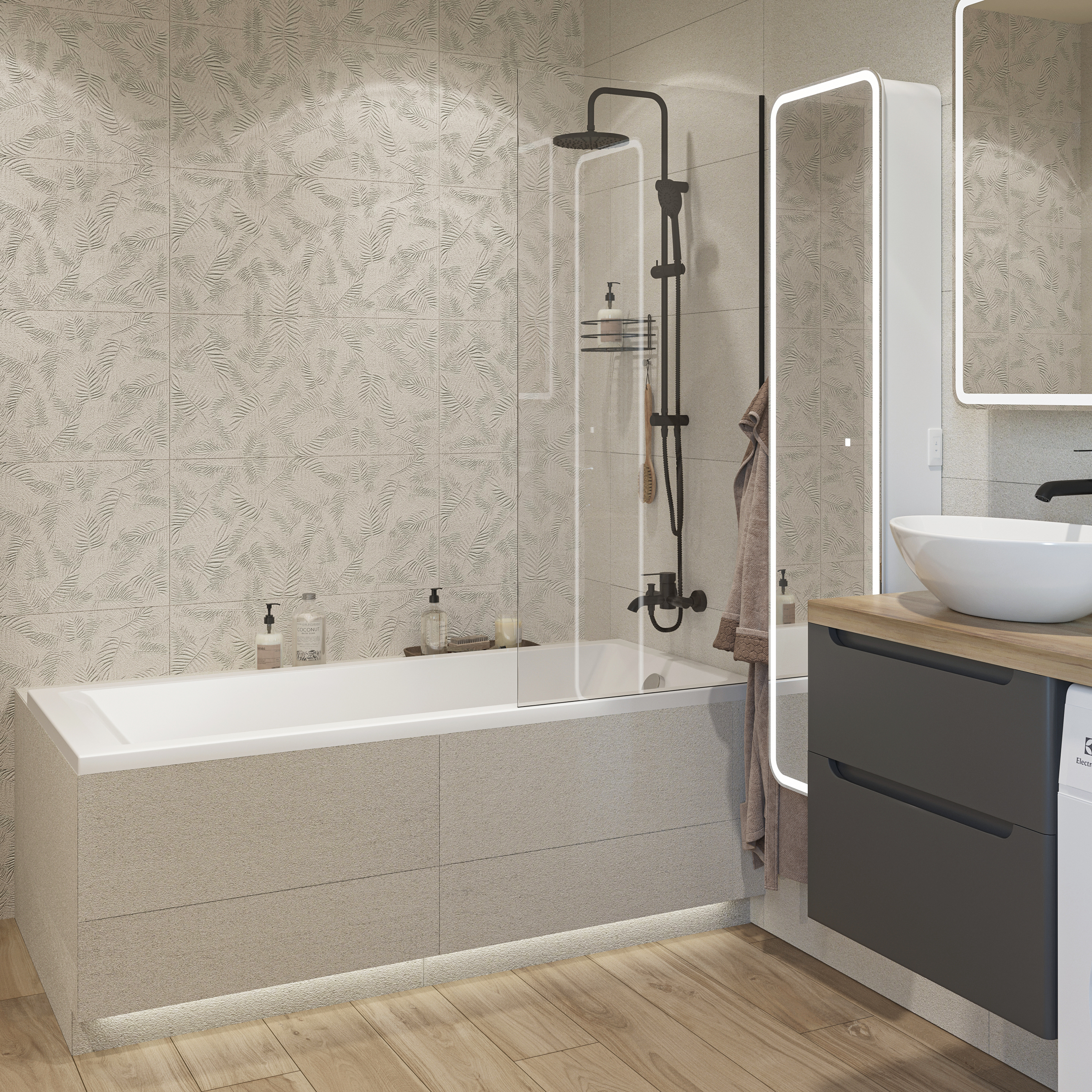 Акриловая ванна STWORKI Карлстад 170x75, с каркасом и сливом-переливом 563281 - 1