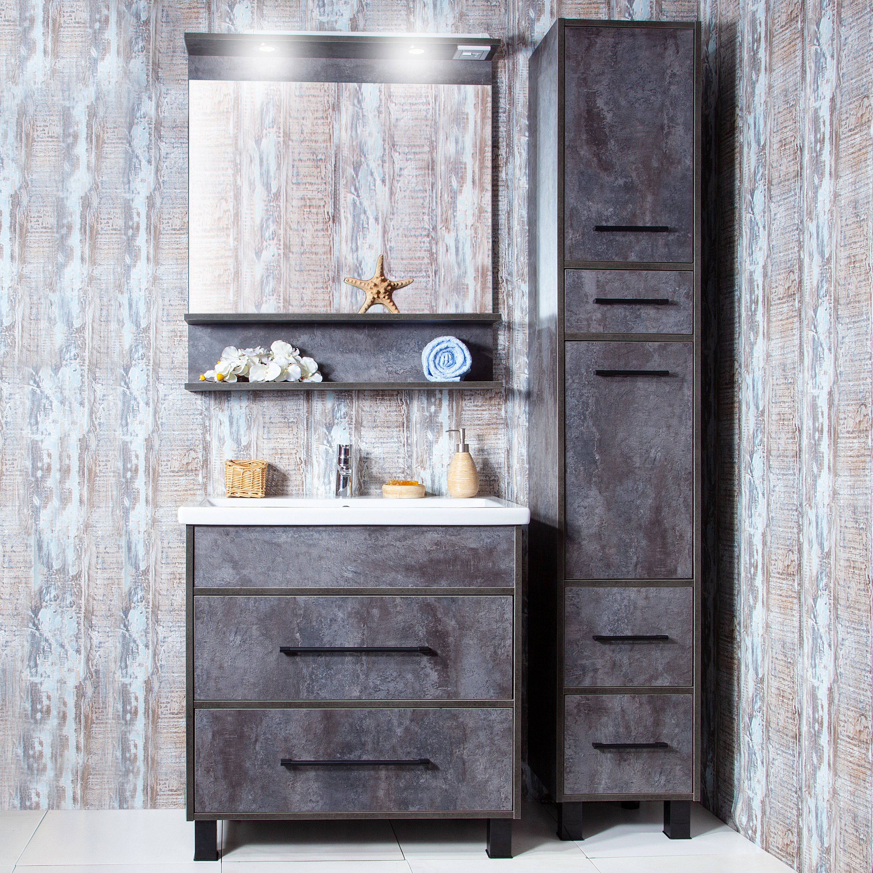 Мебель для ванной Бриклаер Чили 80 цемент - 0