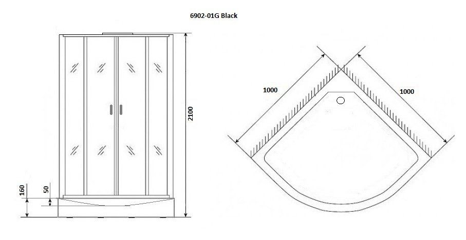 Душевая кабина Niagara Premium 100х100х210 черная NG-6902-01G BLACK 69020134GBLACK - 2