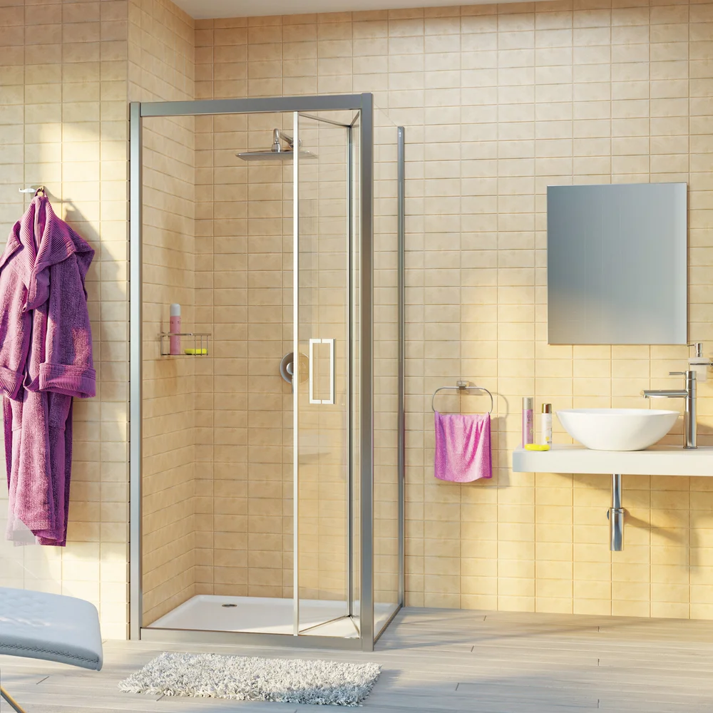 Душевой уголок Wasserkraft Weser 100x90 профиль хром стекло прозрачное 78F22 - 1