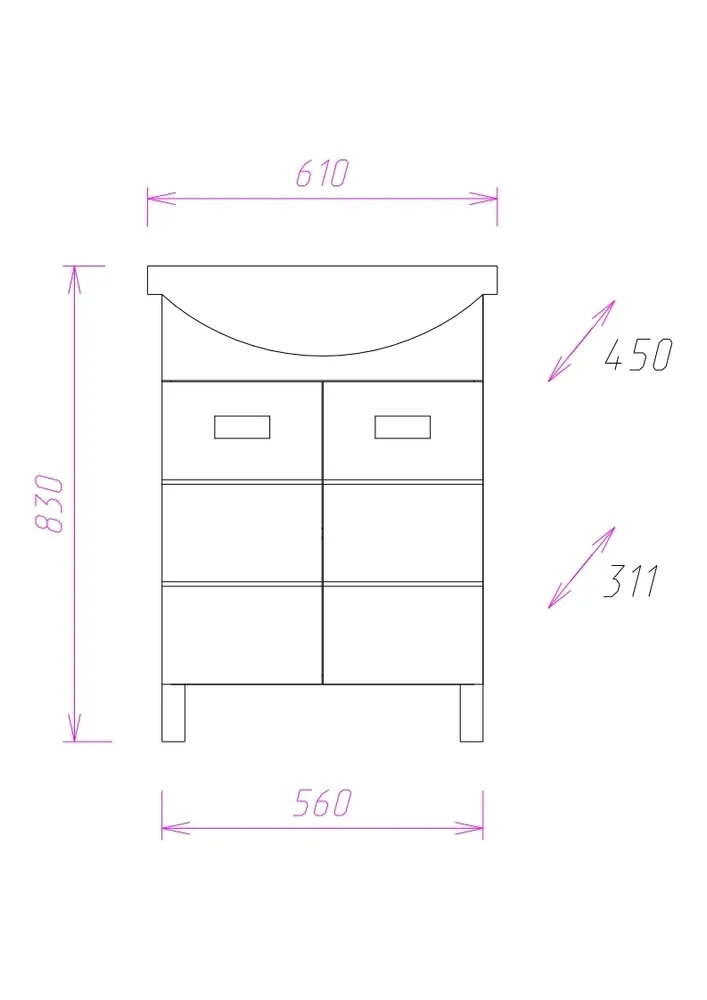 Тумба под раковину Onika Балтика 60 белый 106040 - 2