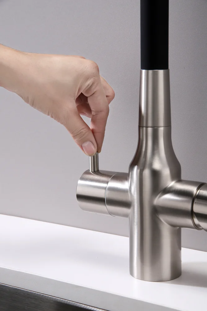 Смеситель для кухни Paulmark Salix с гибким изливом сталь - черный матовый Sa213419-NI - 7