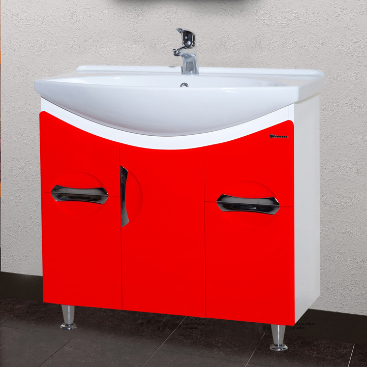 Тумба с раковиной Bellezza Лагуна 85 красная - 0