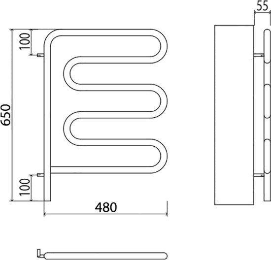 Электрический полотенцесушитель Terminus Ш-образный 450x570 Хром 4620768883958 - 4
