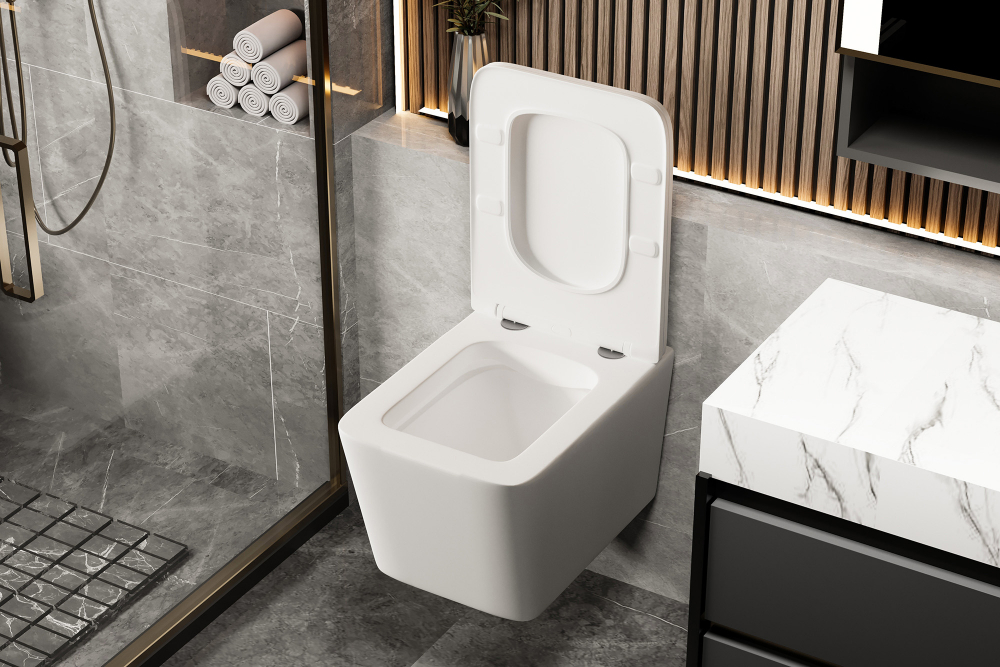 Унитаз ABBER Rechteck AC1201MW подвесной белый матовый, безободковый - 3