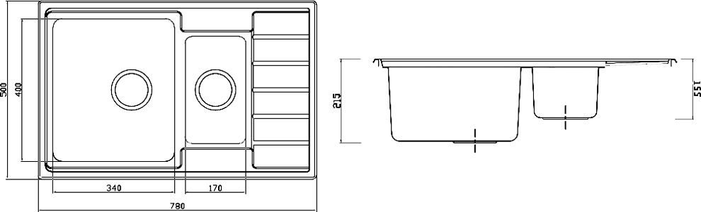 Мойка кухонная Seaman Eco Roma SMR-7850B без отверстий SMR-7850B.0 - 1