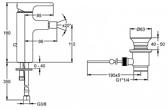 Смеситель Jacob Delafon Singulier E10865-CP для биде - 1