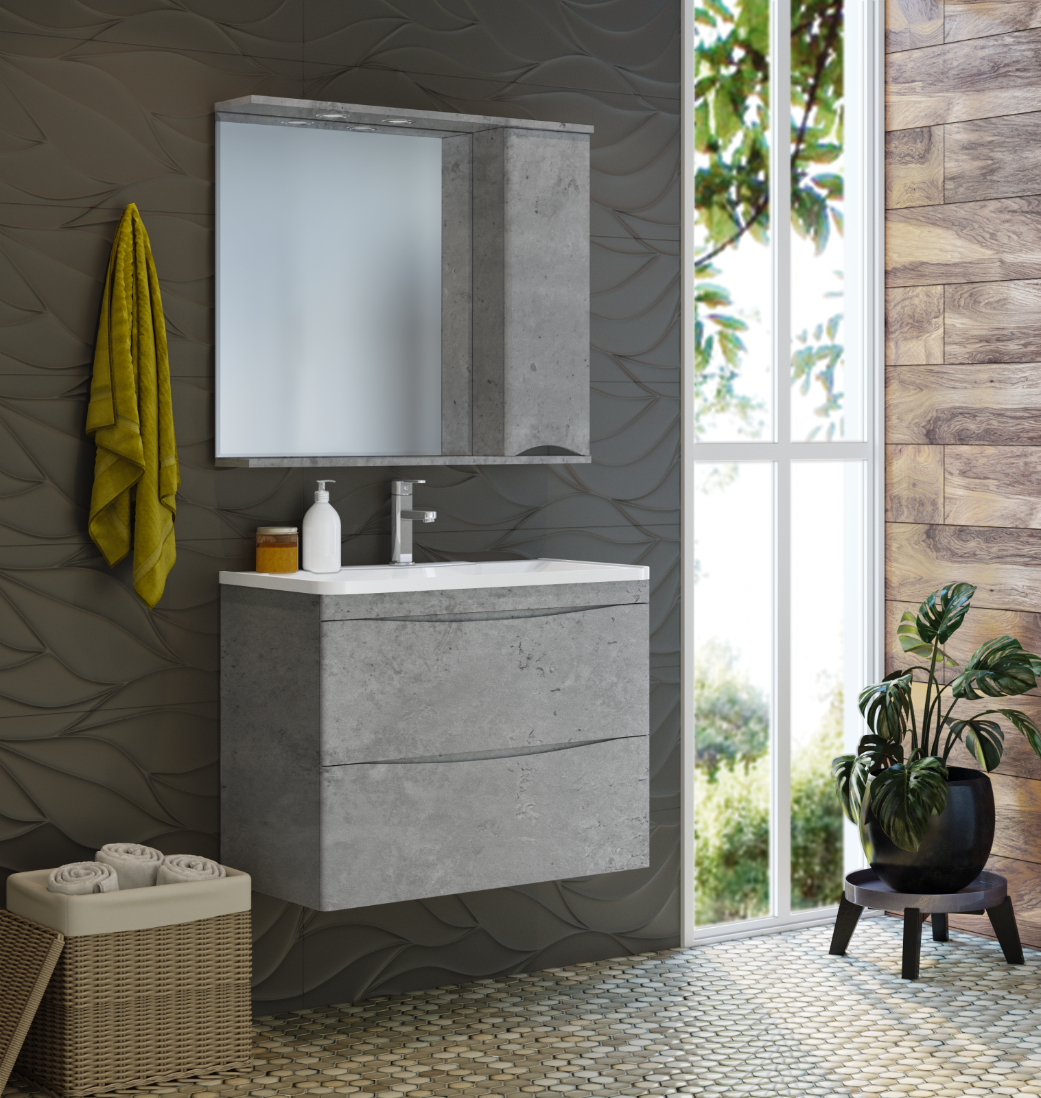 Зеркало-шкаф Misty Атлантик 60 правое серое матовое П-Атл-4060-050П - 1