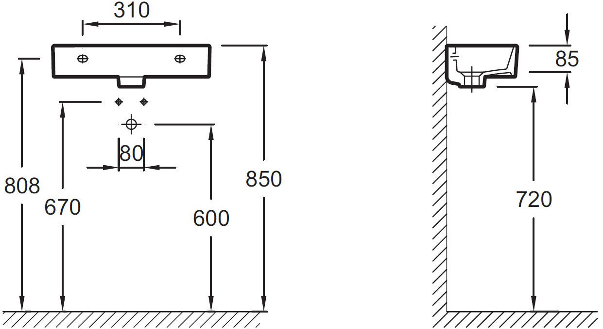 Рукомойник Jacob Delafon Odeon Rive Gauche EGO112-56-00 R - 3