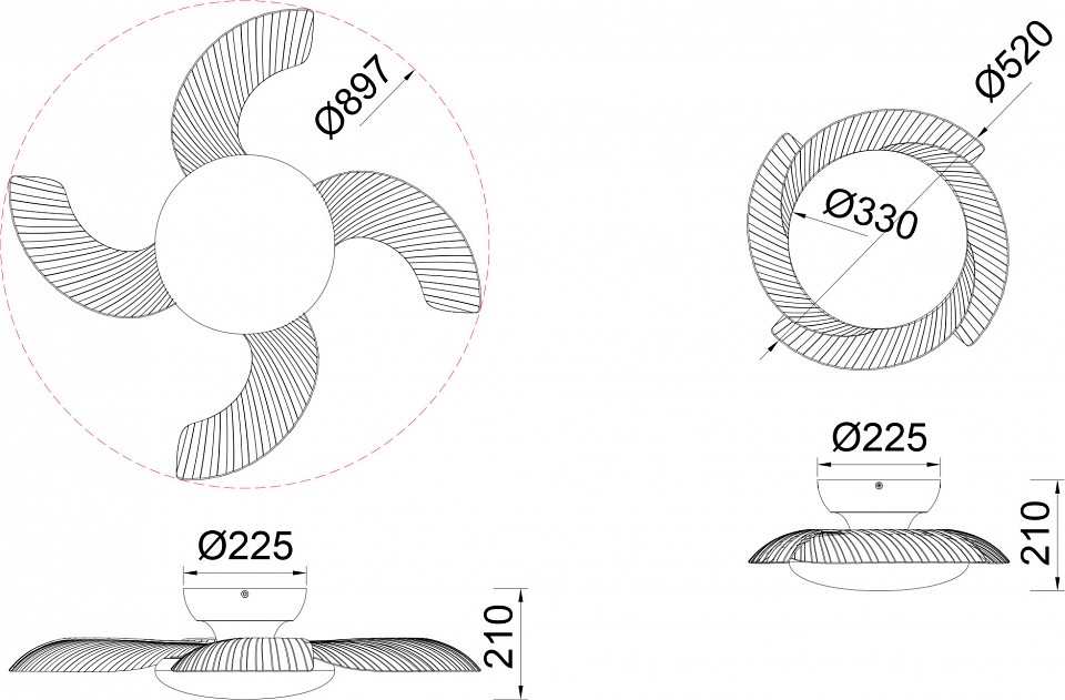Светильник с вентилятором Mantra (люстры-вентиляторы) Aloha 8234 - 4