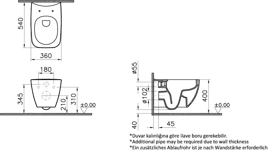 Чаша для унитаза подвесного VitrA Shift белая 7742B003-0075 - 5