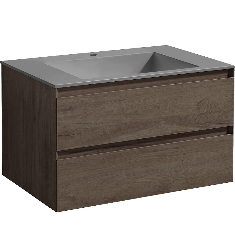 Тумба с раковиной Vincea Luka 80 серо-коричневая - 0