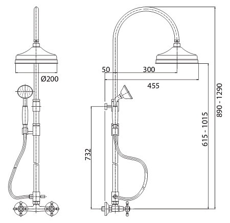 Душевая стойка Cezares Golf золото, глянцевый  GOLF-CD-30-03/24-M - 1