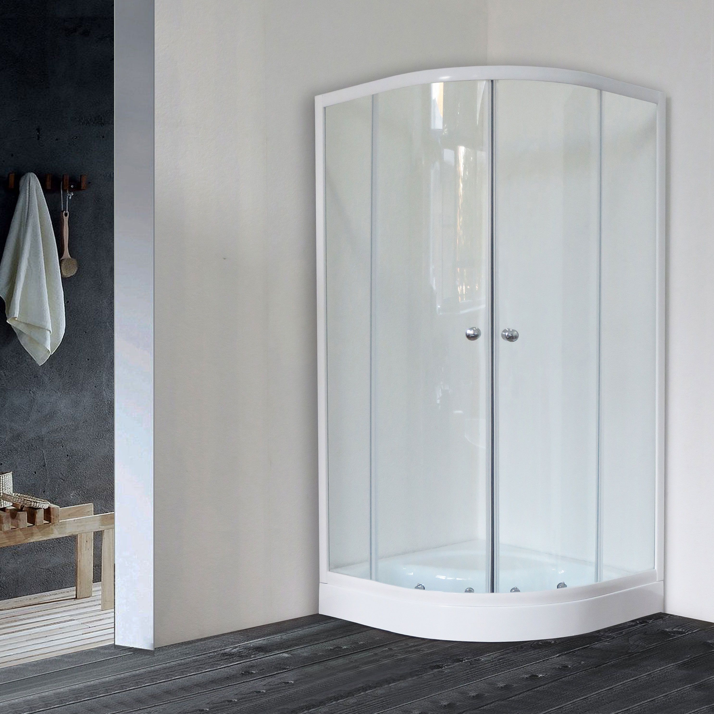 Душевой уголок Royal Bath HK 100x100 профиль белый стекло прозрачное RB100HK-T - 0