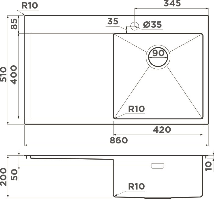 Мойка кухонная Omoikiri Akisame нержавеющая сталь  4993763 - 1