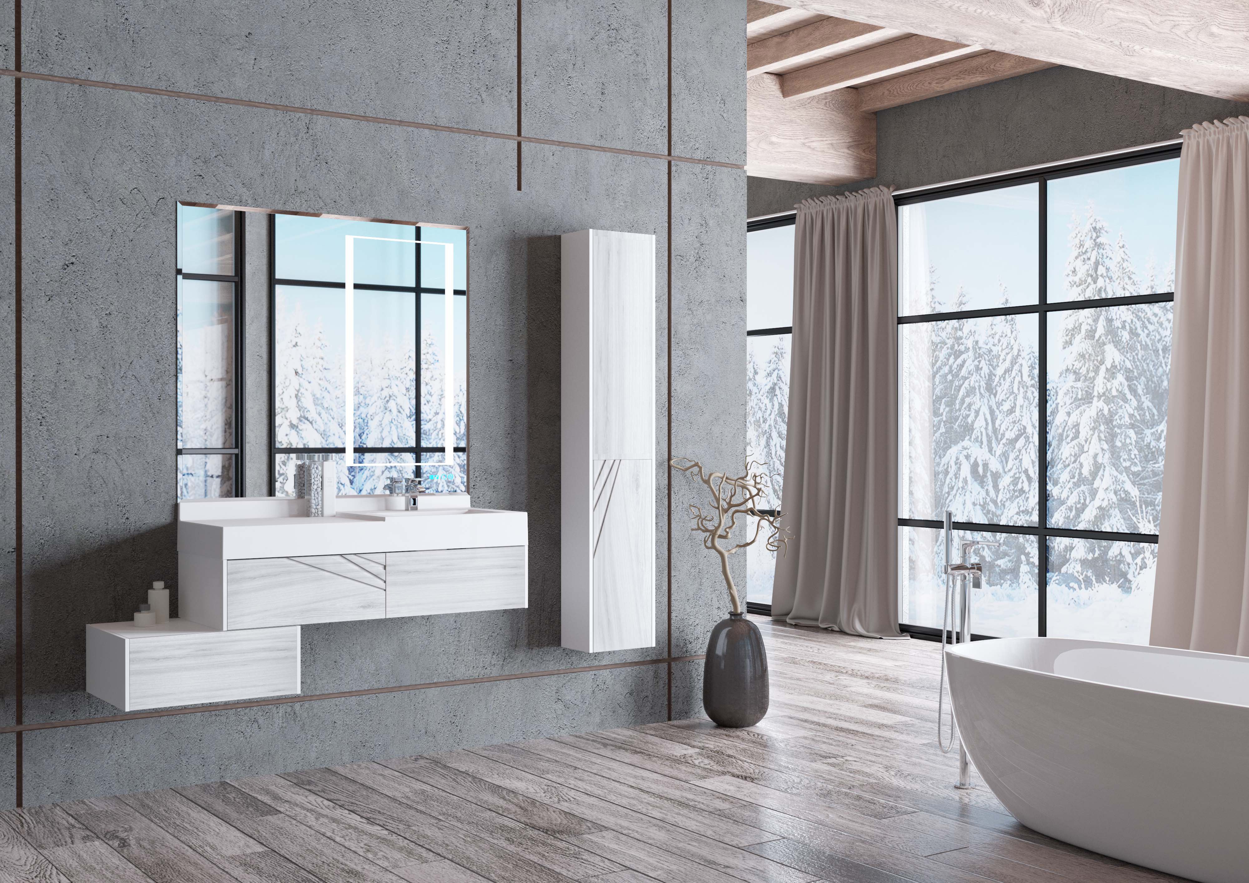 Тумба подвесная Aquaton Сакура 80 белый-светлое дерево 1A236603SKW80 - 3