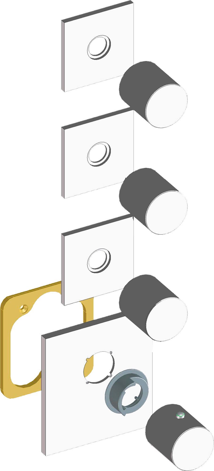 BOSSINI (OUTLETS) Наружняя часть термостата HighFlow для Z030202000, Z030271000, Z030273000 с отдельными панелями, круглая рукоятка, хром (030) Z031205.030 - 3