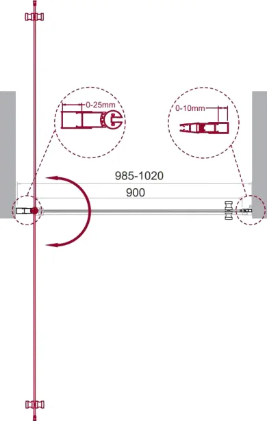 Душевая дверь BelBagno Etna 100 профиль хром  ETNA-B-1-100-C-Cr-90 - 4