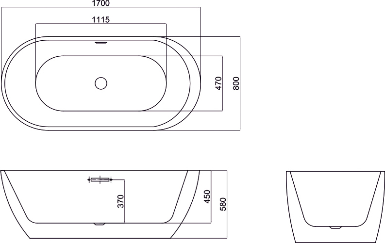 Акриловая ванна Black&White Swan SB105 black 105SBBL - 2