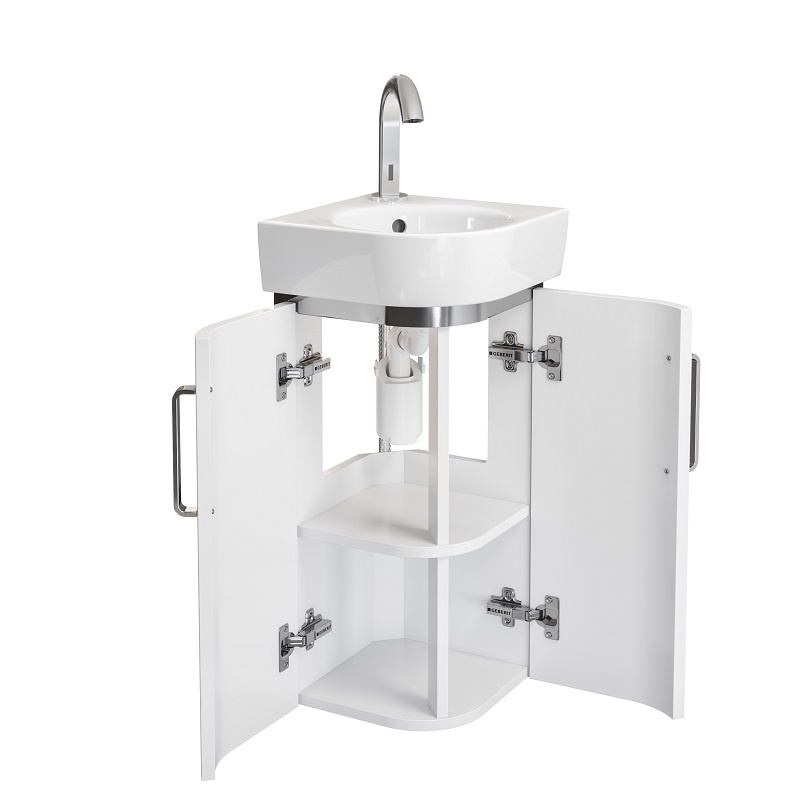 Тумба Renova Compact п/ угл умыв 45 бел мат/глян Geberit 862132000 - 5