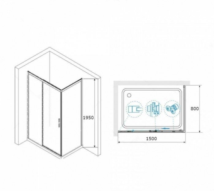 Душевой уголок RGW Leipzig LE-41-1B 150х80 профиль черный стекло прозрачное 341241158-014 - 2