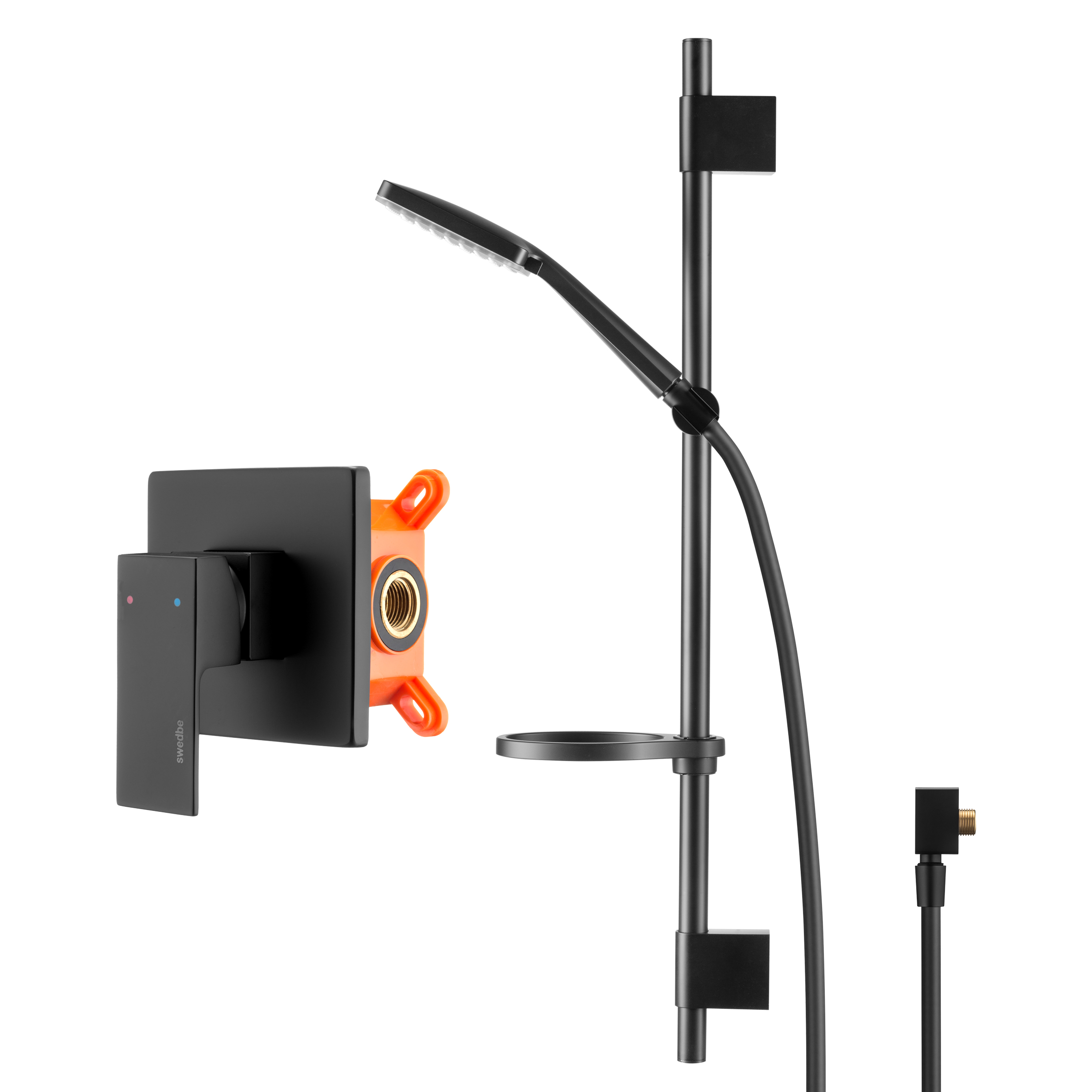 Swedbe Platta Душевой комплект со встроенным смесителем с монтажным боксом, цвет: черный 5553B - 1