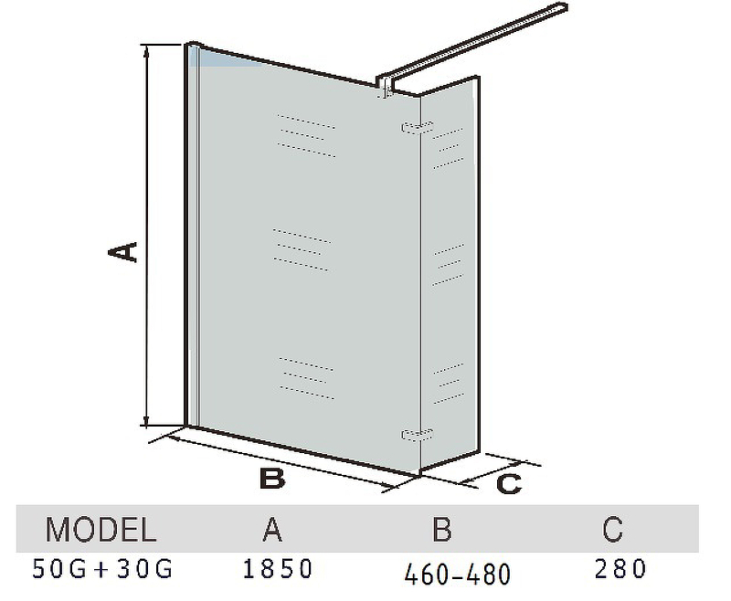 Душевая перегородка WeltWasser WW400 50G+30G 50х185 хром  10000006434 - 1