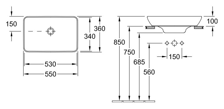 Раковина Villeroy & Boch Venticello 4113 5501 alpin 41135501 - 2