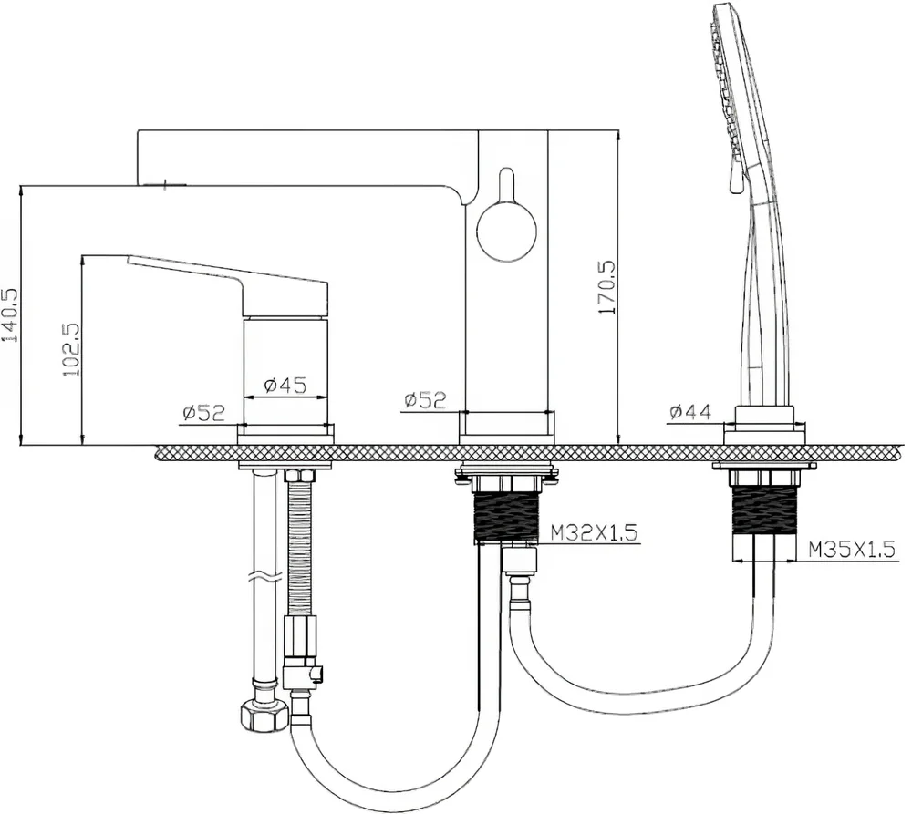 Смеситель на борт ванны  BelBagno Delta черный матовый  DEL-BVD3-NERO - 1