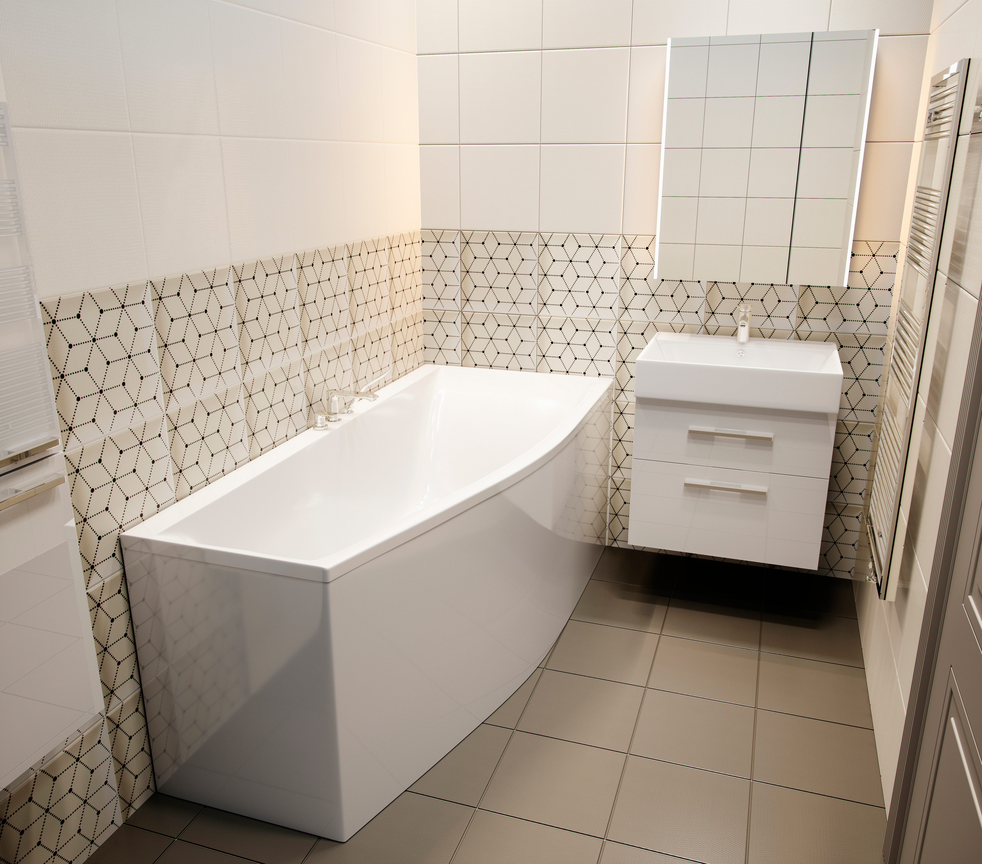 Ванна из искусственного камня Астра-Форм Скат 170x75, правая 01010015 - 1