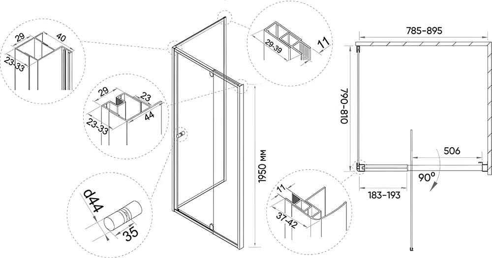 Душевой уголок Veconi Rovigo RV-032 80x80 см профиль хром  RV031-8080-01-C5 - 2