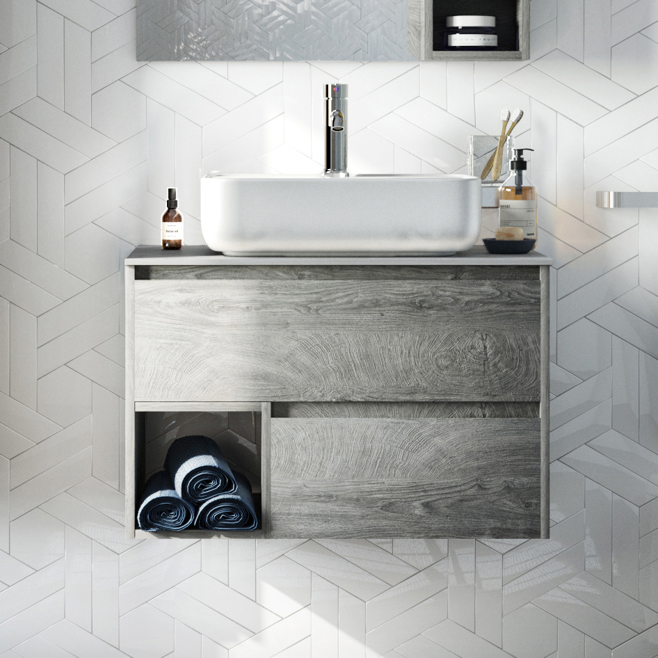 Тумба с раковиной STWORKI Карлстад 75 дуб рошелье, монте тиберио 425251 - 0