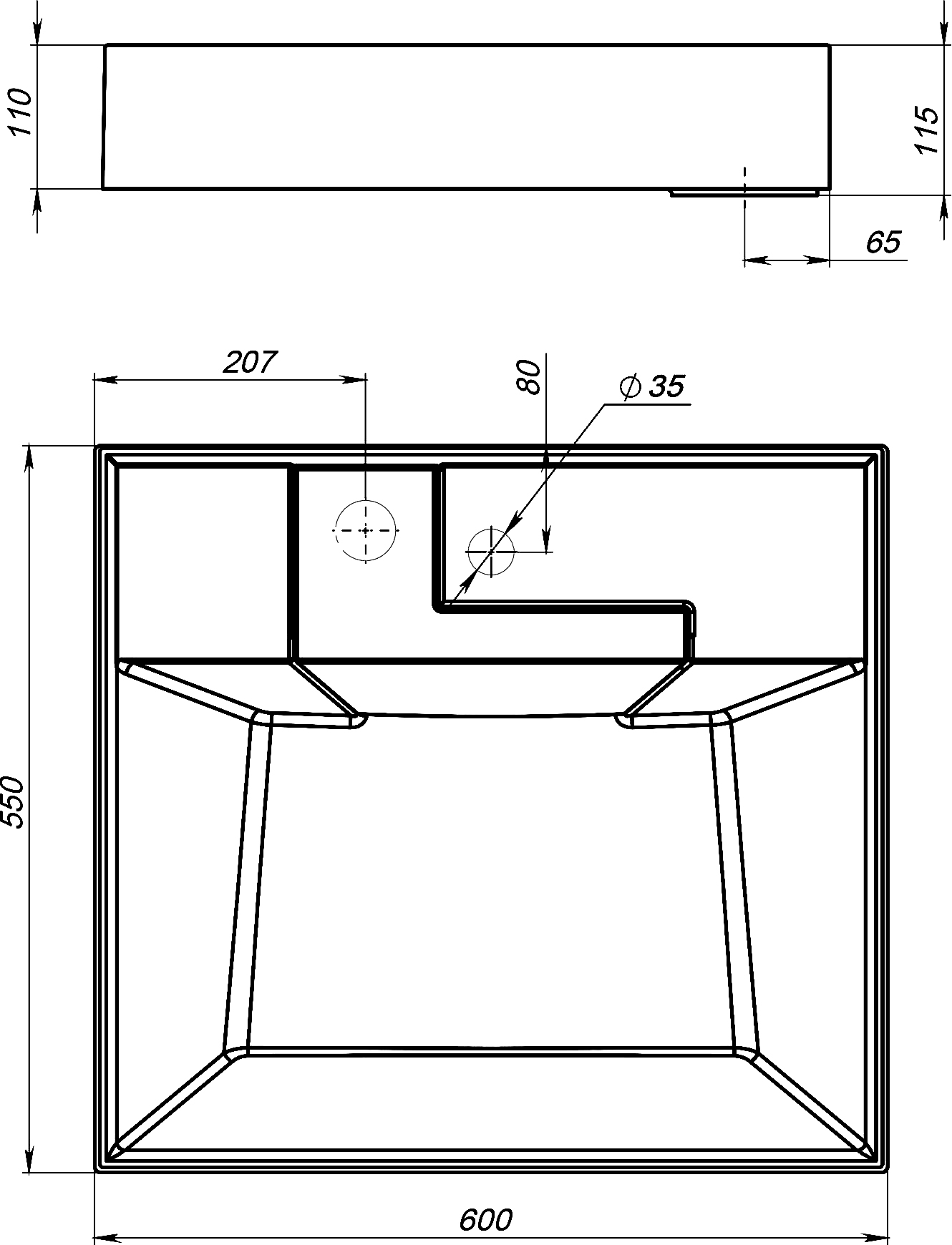 Раковина STWORKI Дублин 55 см, на стиральную машину RSD550 - 5