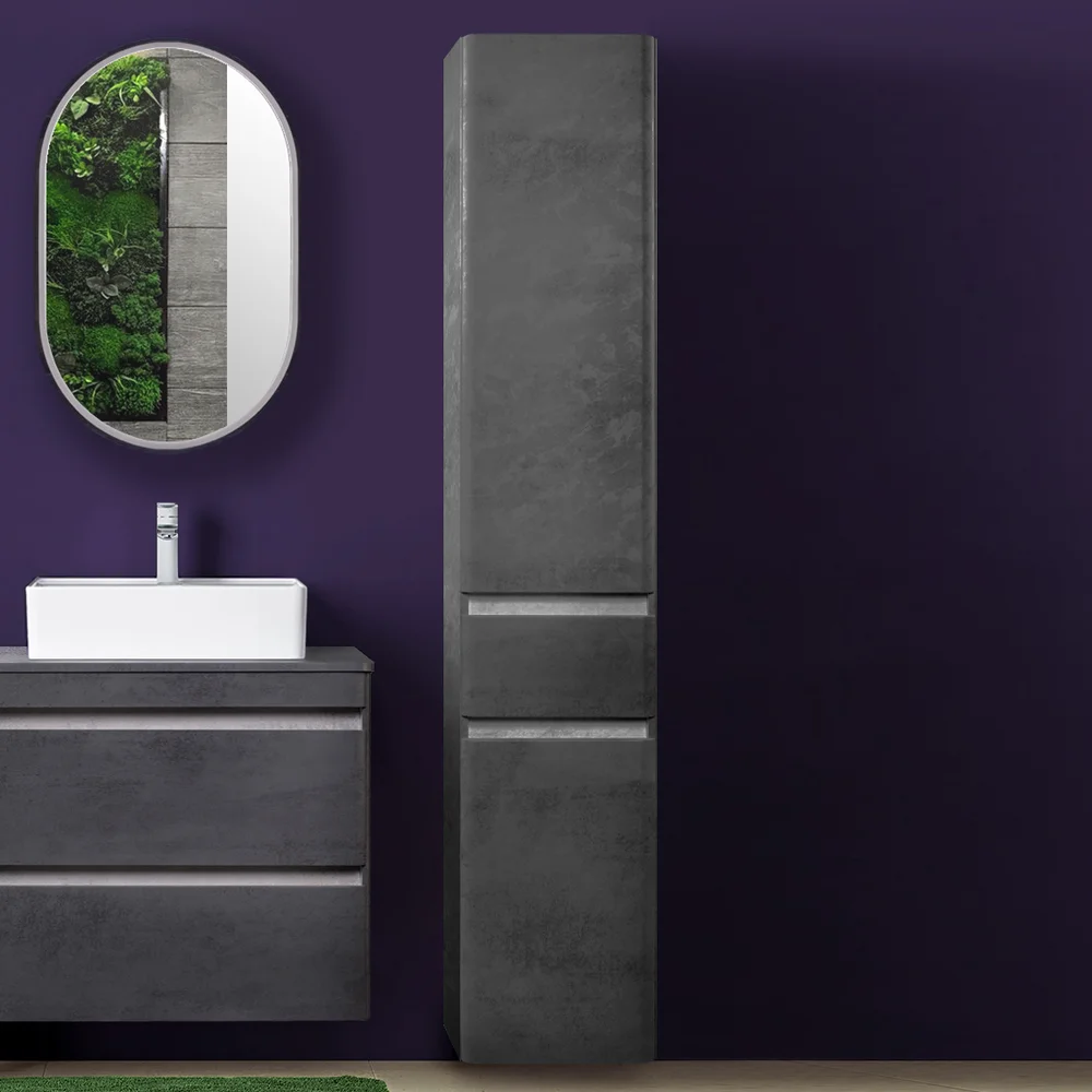 Шкаф-пенал для ванной Style Line Атлантика 35 Люкс, темный бетон  СС-00002284 - 0