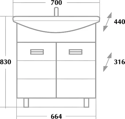 Тумба под раковину Onika Балтика 70 с корзиной для белья белый 107028 - 4