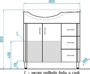 Тумба под раковину Style Line Эко Стандарт 80 см  ЛС-00000109 - 1