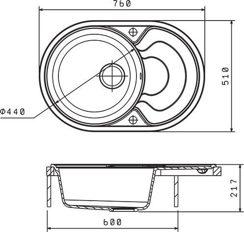 Мойка кухонная Florentina Родос 760 бежевый 20.140.D0760.104 - 1
