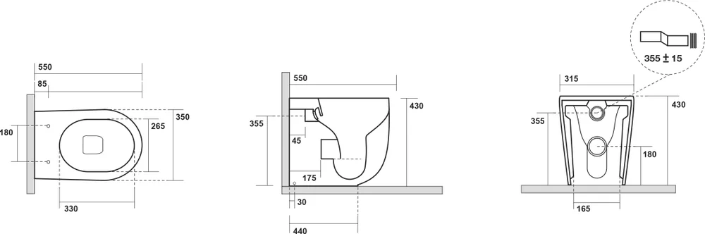 Унитаз приставной Kerasan Nolita черный матовый  531831 - 2