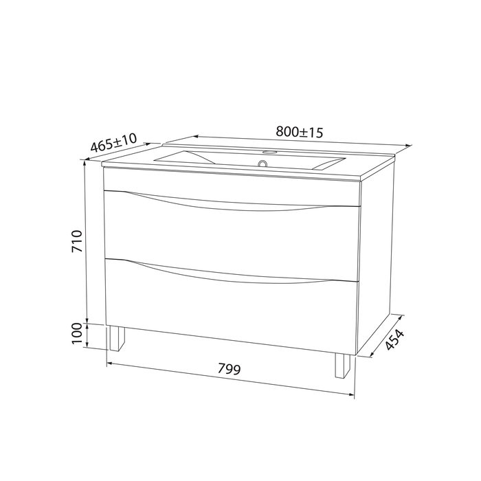 Тумба с умывальником CLO80WFi95K - 7